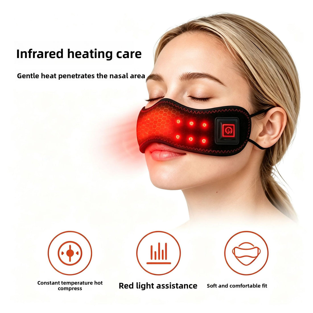 Wireless Heated Nasal Mask with Red Light Therapy