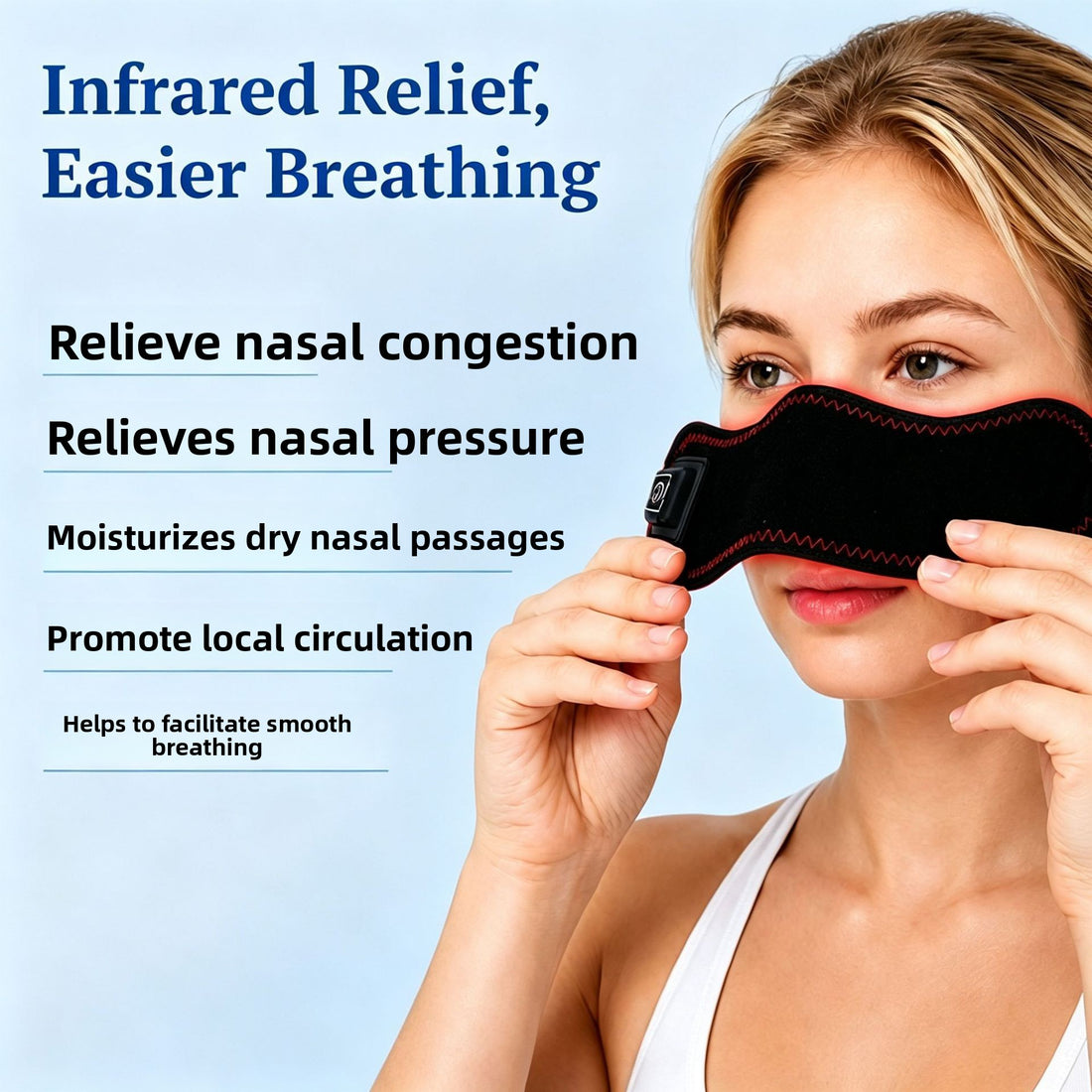 Wireless Heated Nasal Mask with Red Light Therapy